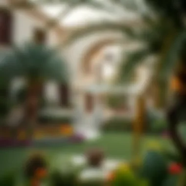 Beautiful garden landscaping in a villa community