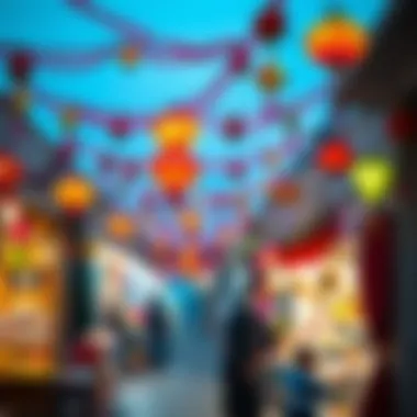 Colorful decorations enhancing the market atmosphere Festive decorations in a UAE market