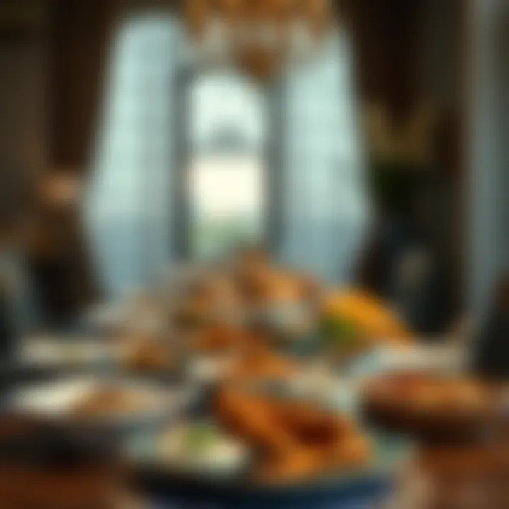 An elegantly set table showcasing various traditional dishes for iftar.