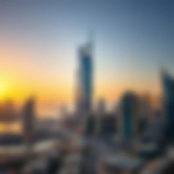 Dubai Skyline with 23 Marina Icon Panoramic skyline view of Dubai featuring 23 Marina Building