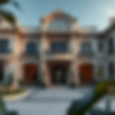 Stunning facade of a luxury villa with intricate architectural details