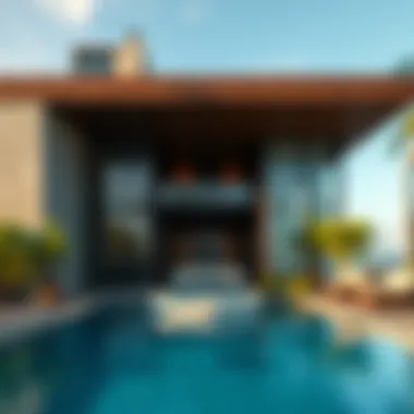 Unique pool design integrated into a luxury villa's exterior