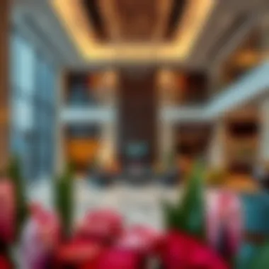 Sophisticated Interiors of Manor Hotel Al Furjan Luxurious interior lobby of Manor Hotel Al Furjan with modern decor.