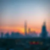 Dubai skyline at sunset