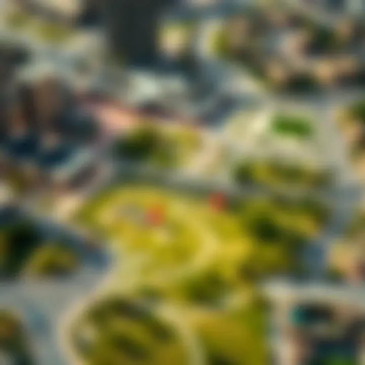 Map pinpointing key residential areas near schools in Dubai