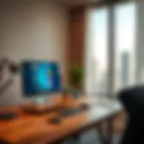 Modern home office setup with high-speed internet connection