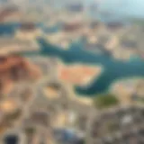 Aerial view of diverse landscapes in the UAE showcasing different types of land.