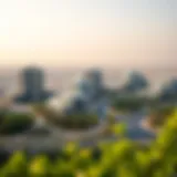 A panoramic view of Naya District One showcasing its modern architecture and lush landscaping