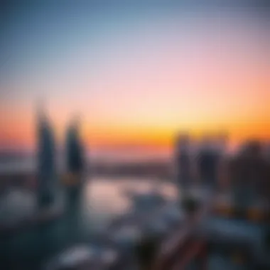 Dubai Marina at Sunset A breathtaking sunset over the Dubai Marina skyline