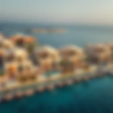 Aerial View of Sarai Villas at Palm Jumeirah Stunning aerial view of Palm Jumeirah featuring Sarai Villas