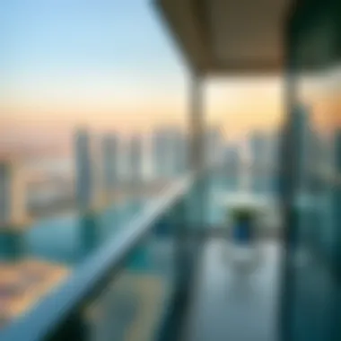 Panoramic View from The Bay Residence Panoramic view of Business Bay from The Bay Residence balcony, illustrating the skyline