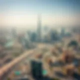 Aerial view of Sharjah and Dubai skyline