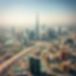 Aerial view of Sharjah and Dubai skyline