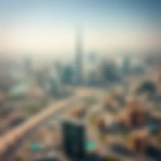 Aerial view of Sharjah and Dubai skyline