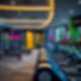 A vibrant gym interior showcasing modern fitness equipment