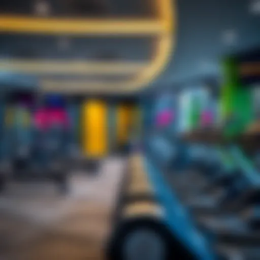 A vibrant gym interior showcasing modern fitness equipment