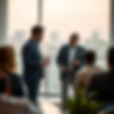 Market Trends Discussion Real estate expert discussing market trends with potential investors