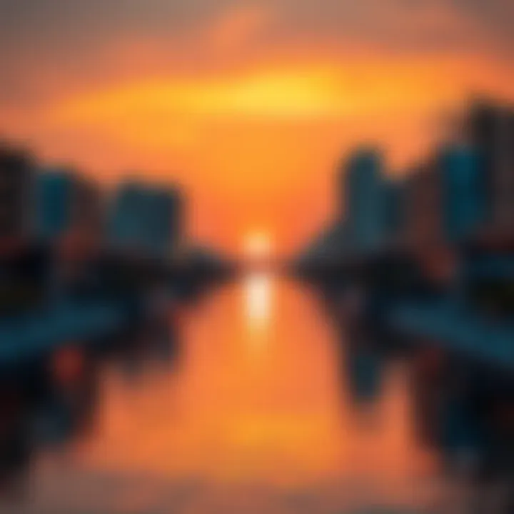 Serene Sunset Over the Water Canal Sunset reflection on the tranquil waters of the canal