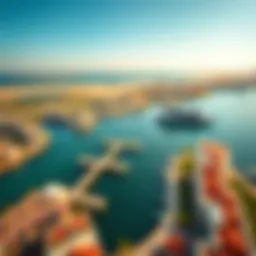 Aerial view of Yas Island showcasing The Water Edge