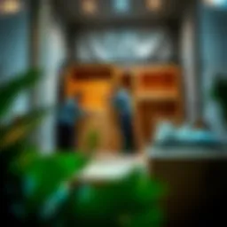 A professional team carefully packing furniture for transportation