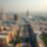 Aerial view of Al Karama, highlighting its urban setting and infrastructure