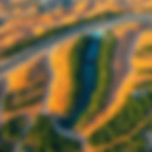 Aerial view of Shees Wadi showcasing its lush greenery and unique landscape.
